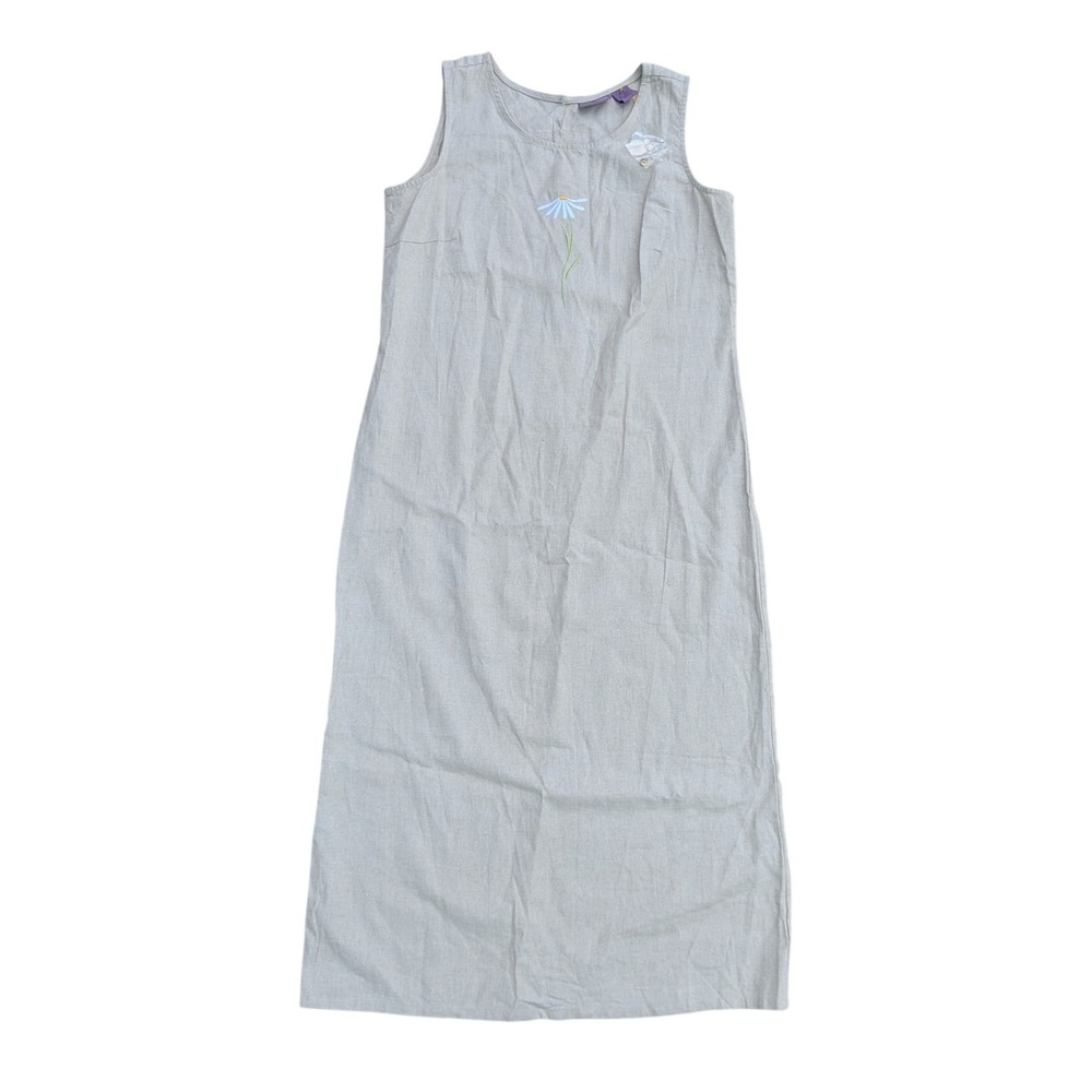NWT Vintage Premier International 90's Daisy Linen Blend Maxi Dress Womens Large